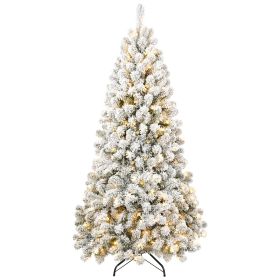 The 6-foot Pre-installed Flocked Christmas Tree Comes With 760 Memory Line Tips  -And Is Lit By 300 Warm Incandescent Lights