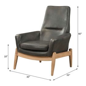 ACME Dolphin Accent Chair in Black Top Grain Leather 59533