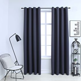 Blackout Curtains with Rings 2 pcs Anthracite 54"x95" Fabric