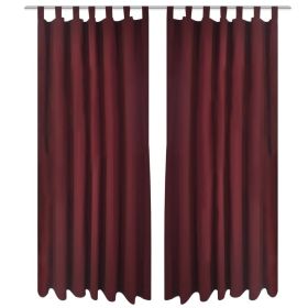 2 pcs Bordeaux Micro-Satin Curtains with Loops 55" x 96"