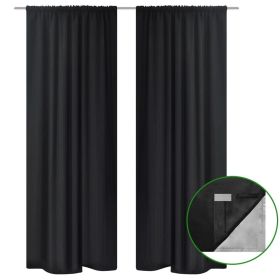 Blackout Curtains 2pcs Double Layer 55"x96" Black Energy-saving