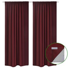 Blackout Curtains 2pcs Double Layer 55"x96" Bordeaux Energy-saving