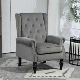 COOLMORE Wood Frame Armchair, Modern Accent Chair Lounge Chair with Sturdy Wood Legs for Living Room Bedroom(Dark Gray)