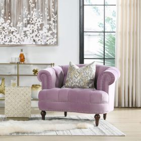 La Rosa Victorian Tufted Upholstered Accent Chair, Lavender Velvet