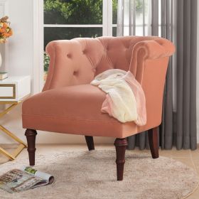 Katherine Tufted Accent Chair, Peach Orange Velvet