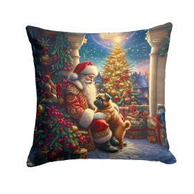 Brussels Griffon and Santa Claus Throw Pillow Machine Washable, Indoor Outdoor Decorative Pillow for Couch, Bed or Patio, 18Hx18W