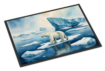 Polar Bear on the Ice Doormat Front Door Mat Indoor Outdoor Rugs for Entryway, Non Slip Washable Low Pile, 24H X 36W